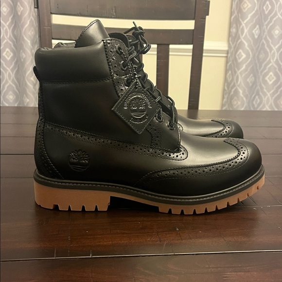 Timberland 6” Premium Brogue Boots new black Men’s Size 9 - Picture 3 of 14